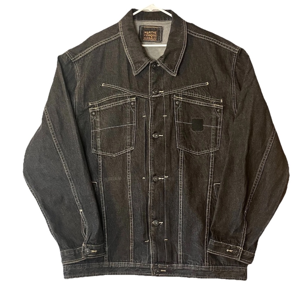 Marithe‎ Francois Girbaud Denim Jean Trucker Jacket Coat Men’s 3XL Black Cotton